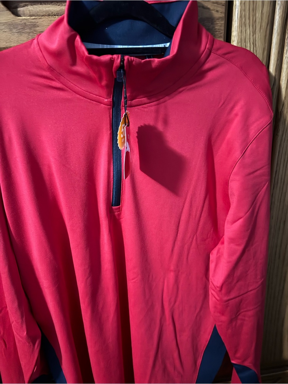 PUMA Men's M Red/Blue Colorblock 1/4 Zip Mock Neck Pullover size M